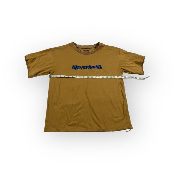 Nirvana NEVERMIND Crew Cropped Graphic Print Embroidered Band Tee T-shirt Sz M - Picture 4 of 7